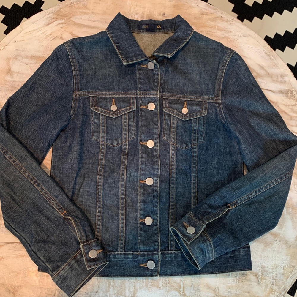 J.Crew medium/dark wash denim jacket, XS
